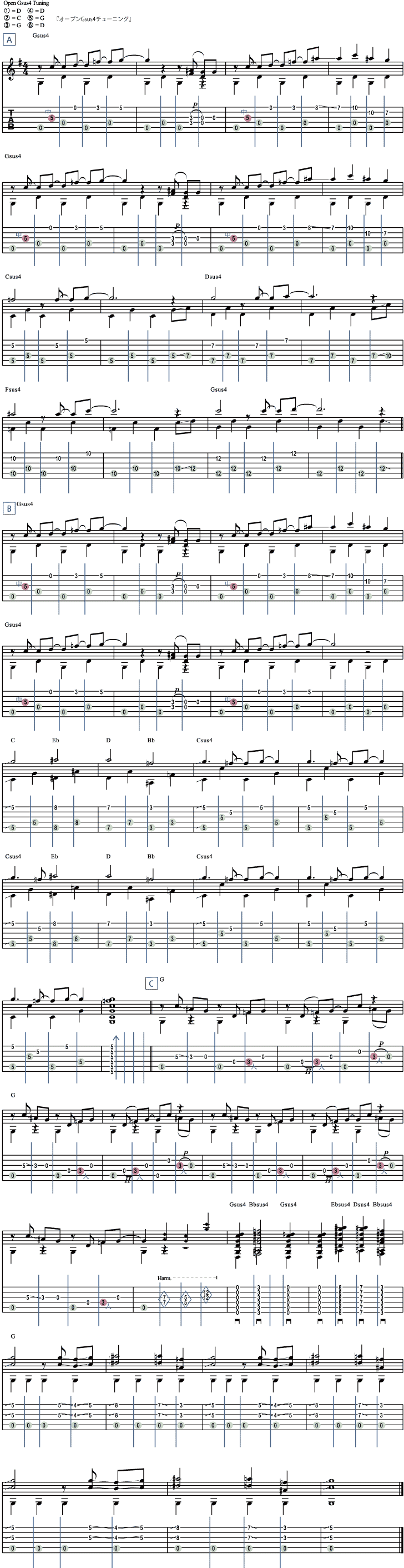 オープンGsus4 練習曲（ニューエイジ風）